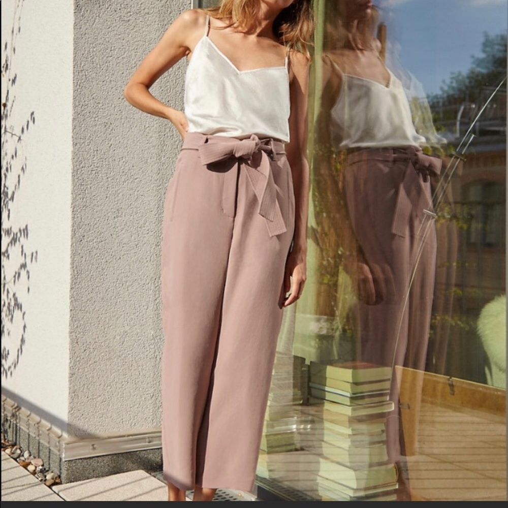 Aritzia Wilfred high tied pants in dusty mauve color new with tag